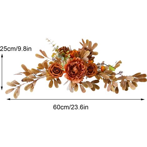 Guirlande de fleurs artificielles 60 x 25 cm en tissu de soie, panneau de bienvenue pour mariage, décoration florale (1/5)