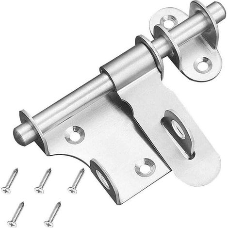 Verrou de Porte Coulissante Verrou Loquet en Acier Inoxydable Épaissie Solide Durable avec Trou pour Cadenas Salle de Bain Cuisine Jardin Chambre Armoire Extérieur Intérieur 12cm (1pcs) (1/4)