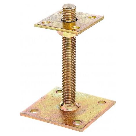 Sud Bois – Pied de poteau réglable galvanisé 30-150 mm – Acier traité – Fixation par trous de 10,5 mm – Pour ancrage poteaux bois et béton