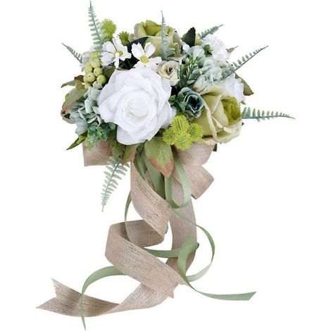 Romantischer Brautstrauß mit frischen Blumen und Accessoires (1/4)