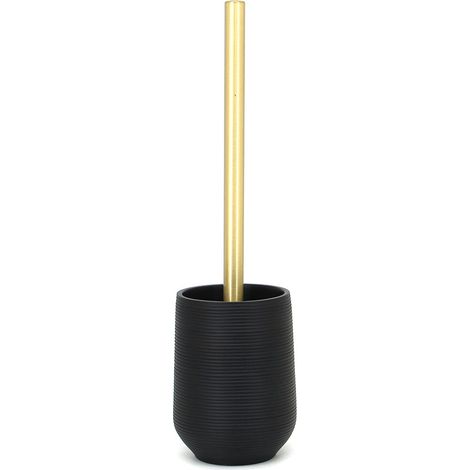 Porta scopino d'appoggio nero e oro in poliresina - Serie Elegant (1/3)
