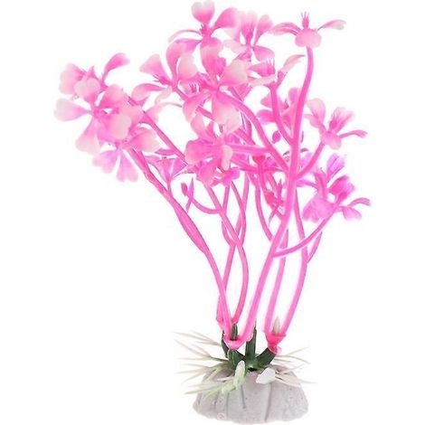 Décor d'aquarium plante aquatique sous-marine avec socle pour aquarium poisson, ornement réservoir couleurs vives 4,3 pouces (1/4)