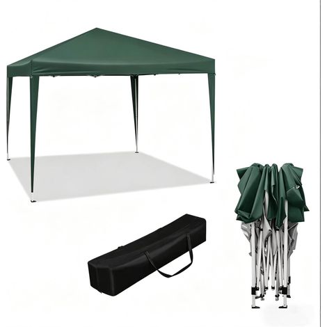 Gazebo pieghevole 3x3 m verde con borsa da trasporto e altezza regolabile (1/5)