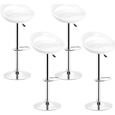4er-Set Barstuhl,360°Drehung, höhenverstellbar,mit Fußstütze, für Bar, Arbeitszimmer, Küche (Weiß,4pcs)