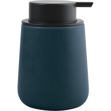 Distributeur de savon en céramique, finition pétrole mat, pour fixation murale ou pose sur plan de travail, pièce unique pour salle de bain ou cuisine (1/2)