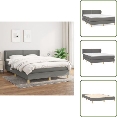 Boxspringbett mit Matratze Dunkelgrau 140x190 cm Stoff - Boxspringbett - Doppelbett - Bettenrahmen - Lattenrost - Matratze (1/5)