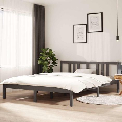 vidaXL Estructura de cama doble sin colchón madera gris 150x200 cm (1/5)