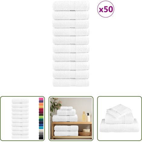 vidaXL Gesichts-Handtücher - Premium-Waschtücher SOLUND 50 Stk. Weiß 30x30 cm 600 g/m² (1/5)