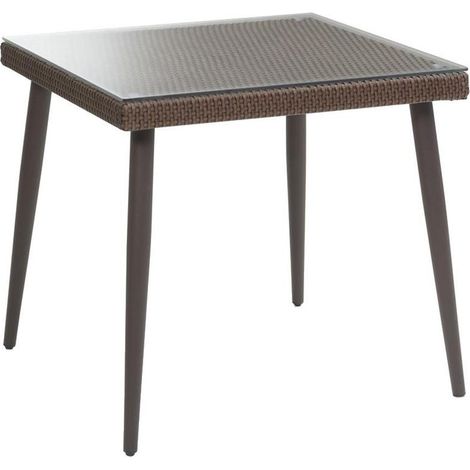 Tavolo Polyrattan Adila quadrato noce con vetro cm90x90xh77 (1/3)