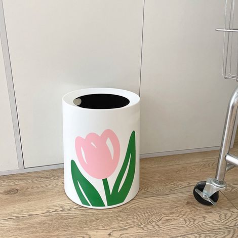 Großer, tulpenförmiger Abfalleimer für Zuhause, kreatives Design, geeignet für Wohnzimmer, Schlafzimmer, Küche, Badezimmer und Toilette hochwertig, Instagram-tauglich, kleine, runde, tulpenförmige Grö (1/4)