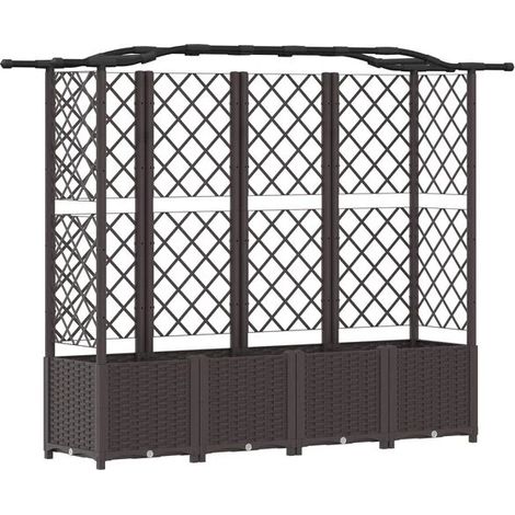 Massif de fleurs avec pergola et toit marron, 204 x 40 x 141 cm PP (1/5)