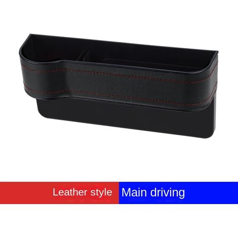 (A-Noir conducteur principal) Organisateur latéral de siège avec porte-gobelet pour voiture, en cuir, multifonctionnel, combleur d'espace entre les sièges, boîte de rangement, poche de siège, rangemen (1/5)