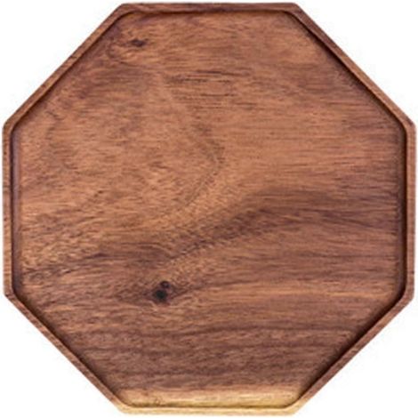Holz-Servierplatte, achteckige Platte, Mehrzweck-Geschirrtablett, Obst-Dessert-Brotplatte, Holz B (1/5)