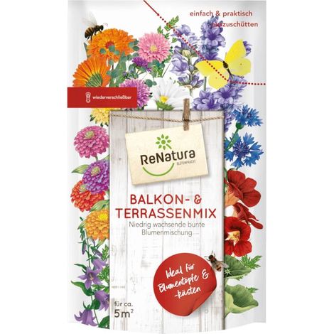 ReNatura Mélange pour balcons et terrasses 0,275 kg Mélange de fleurs Fleurs de balcon Graines de fleurs