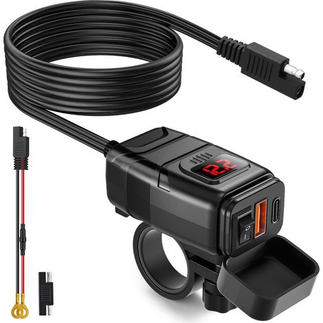 Voltmètre pour moto, 6,4 A, USB, charge rapide, pour la surveillance électrique des motos.-AquaForge (1/5)