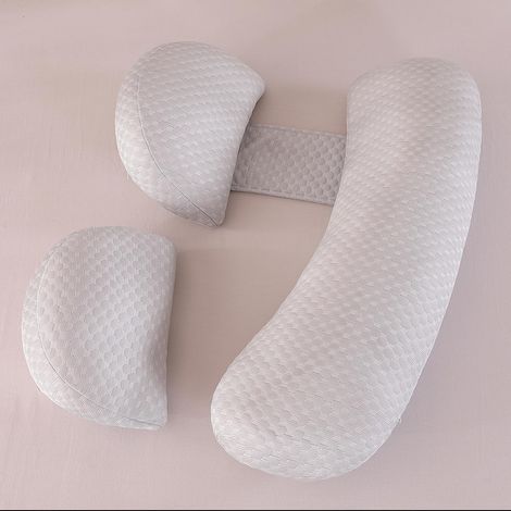 Coussin de Grossesse pour Dormir, Coussin d'allaitement, Coton Oreiller de Grossesse de Soutien du Corps avec Housse Bambou Rafraîchissant Soyeux(Gris (1/5)