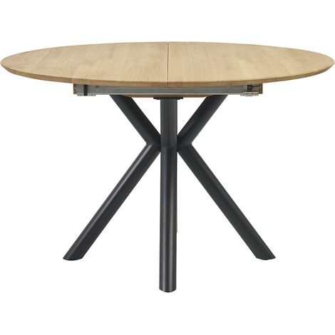 Mesa de comedor redonda extensible de madera clara roble macizo L120-170 cm OLGA