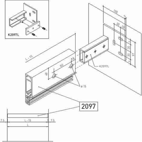 K2097L Kit de fijación para viga portante en luz DITEC ENTREMATIC K2097L