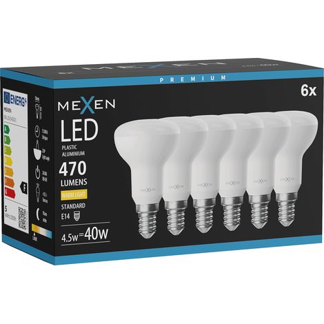 Mexen Nova 6x Ampoule LED E14, R50, 4,5W, Chaude - 3000K, 470 lm - L103-E14-0530-01x06 (1/3)