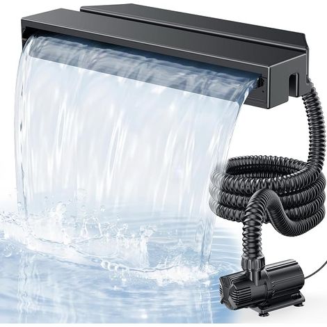 Kit de cascada para estanque, 58 cm todo en uno con bomba sumergible 6000L/H, carcasa de filtro y manguera, para estanque de jardín, estanque de peces y decoración acuática (1/5)