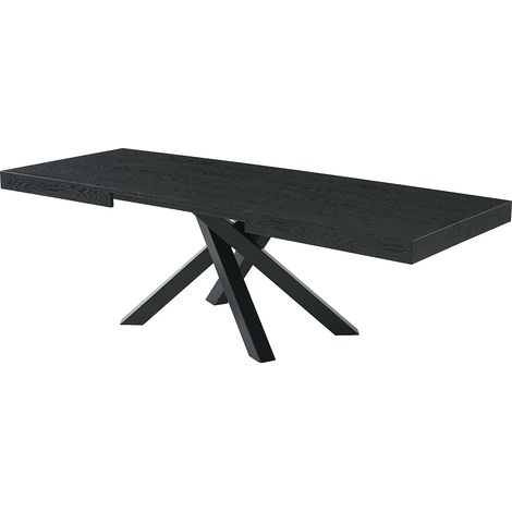 Table à manger extensible 6 à 10 personnes en MDF et métal - Noir - CATONAV
