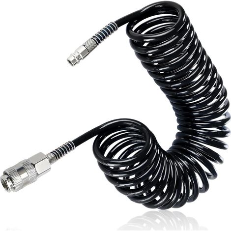Compressed Air Hose 9 m, Black PU Air Compressor Hose 6 x 4 mm with Quick Connection, Flexible Air Compressor for Compressor and Tyre Inflator (1/5)