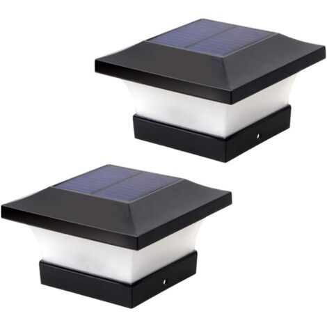 Green Mobility-Lot de 2 lampes solaires LED 6000 K pour poteaux 4x4, 5x5, 6x6 – Éclairage extérieur haute luminosité – Installation facile sur bois dur - OU 6 X (1/5)