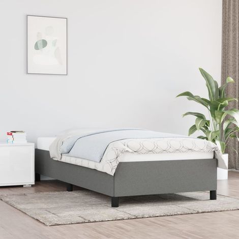 Lit adulte pour 1 personnes, Structure de lit, Assemblage Facile, Gris foncé 80x200 cm Tissu OIB3921E (1/5)