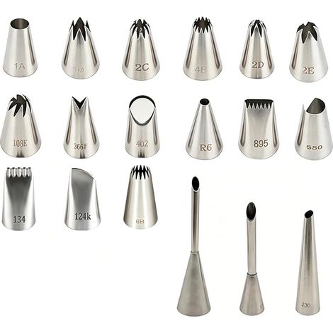 Stainless Steel Pastry Nozzles, Nozzles for Piping Bag, Nozzles for Decorating Pastry Cake Cupcake Biscuits Icing (1/5)