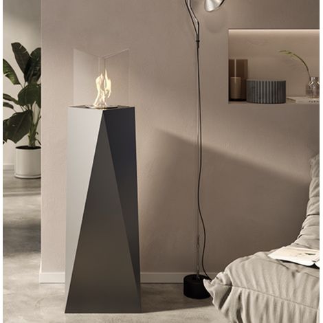 Bio-cheminée au sol Nairobi Noir 1,5 kW – hauteur 120 cm, structure en acier noir, vitres de protection – Tecno Air System (1/5)