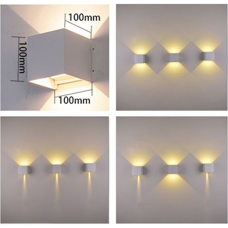 Applique doppio bianco cubo led 6W luce regolabile IP65 faretto a muro parete  Naturale 4000k (1/5)