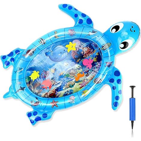 Tapis d'eau gonflable pour bébé en forme de tortue, tapis de jeu aquatique et poissons (1/5)