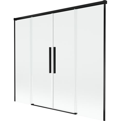 Mexen Rox pare-douche à 2 portes coulissantes 190 x 150 cm, transparent, noir - 8C9-190-002-70-00