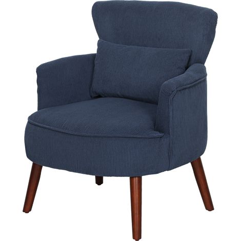 Corduroy Retro Accent Chair Blue (1/5)