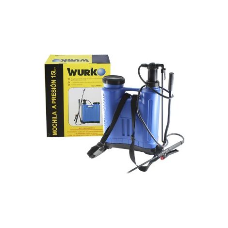WURKO mochila presion con lanza 15 litros , Mochila de presión 15l, con lanza, WurkoMochila de material ligero y duradero, para un mejor trabajoResistente al ácido y la cor (1/4)