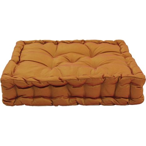 WILLIAM - Pouf tapissier en taffetas cuivre 40x40 (1/4)