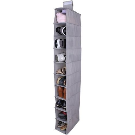 Étagère à chaussures suspendue avec 10 compartiments, rangement mural idéal pour chaussures, sacs et portefeuilles. (1/5)