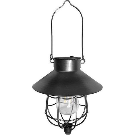 Lanterne solaire d'extérieur vintage en métal, lampe de jardin solaire avec lumières LED chaudes pour jardin, cour, patio, décoration d'arbre, éclairage solaire, noir (1/5)