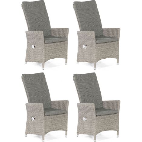 Sonnenpartner 4x Garten-Sessel Solares Aluminium/Polyrattan stone-grey Hochlehner (1/2)