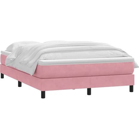 Boxspringbett mit Matratze Rosa 140x220 cm Samt vidaXL (1/4)