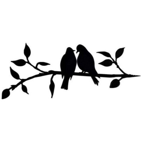 Vogelsilhouette aus Metall, Vogeldekoration aus Stahlzweig, Metallfigurenkunst, Baumdekoration, für Garten, Terrasse und Außendekoration