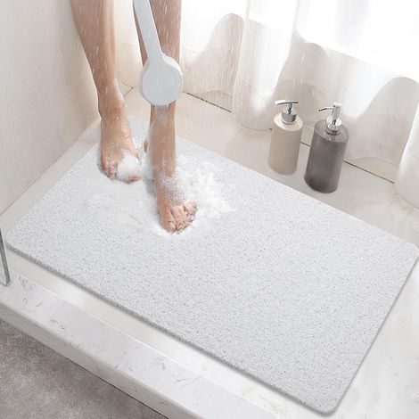 Non-slip shower mat, 60x40cm. Non-slip bath mat, soft, quick-drying, white. (1/5)