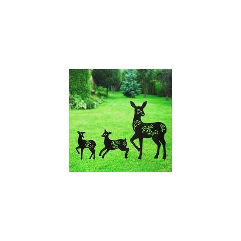 Lot de 3 piquets de Jardin décoratifs en métal, pour Cour, Jardin, pelouse, décorations extérieures pour Les Amoureux des cerf