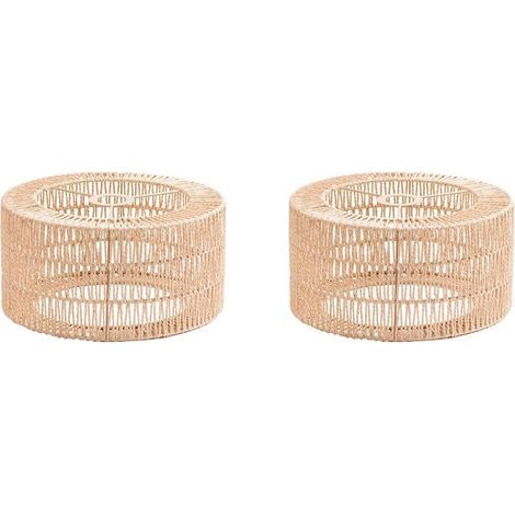 2X Abat-Jour en Corde de Papier pour Plafonnier, Style Bohème, Protection D'Ampoule pour Restaurant, Café, Salon, 22 X 11 cm (1/4)
