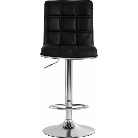 Interiors by Premier Black Faux Leather Bar Chair, Backrest Breakfast Bar Chair, Footrest Living Bar Chair Kitchen (1/5)