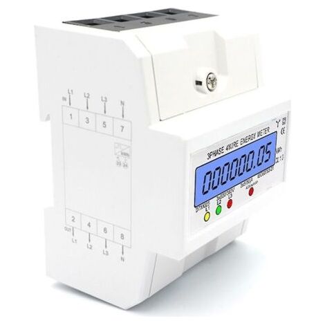 Compteur d'nergie triphas 4 fils, 220/380v, 5-80a, consommation d'nergie, compteur Kwh, installation sur rail Din, compteur d'nergie lectrique numrique avec cran LCD rtroclair ( (1/5)