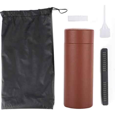 Mini Coffret Humidor Portable en Cuir PU Doublé Cèdre pour Cigares, Rangement avec Pot (Marron) (1/5)