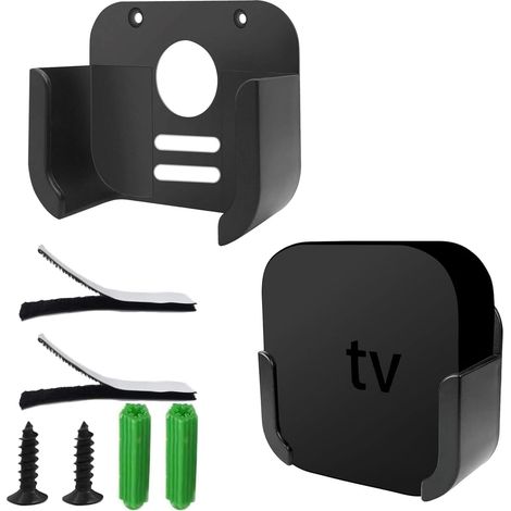 Support de Montage Mural TV, Support Mural pour Boîtier de Télévision, Support de Fixation Murale pour TV Box, Compatible avec TV 4K et Toutes Les Générations de TV (Noir) (1/5)