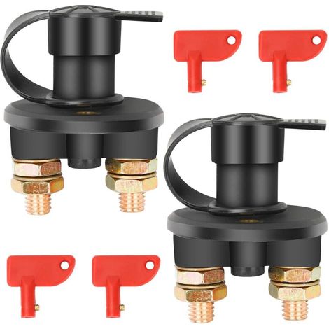Lot de 2 disjoncteurs de batterie 12V/24V, interrupteur marche/arrêt pour batterie de voiture, yacht, bateau, camion, bus, camping-car, voiture, moto (1/4)
