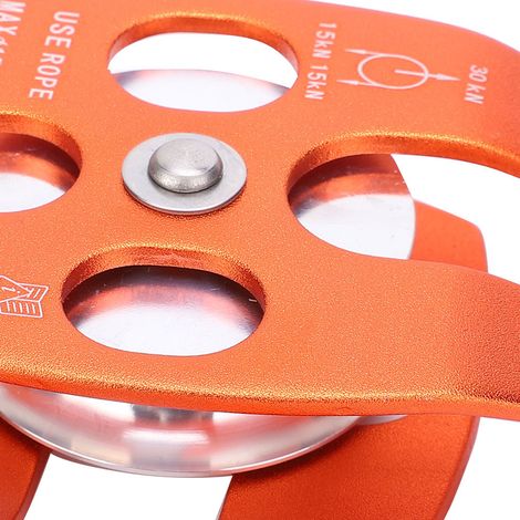Poulie de levage robuste 30KN pour sauvetage, escalade et travaux aériens - Orange (1/5)
